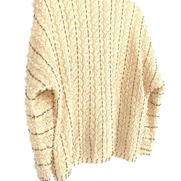 Vtg Doreen Hand Knit Cardigan Sweater Ivory Seed Bead Pearl Lined EU 40/ US 8-10 - Picture 12 of 13